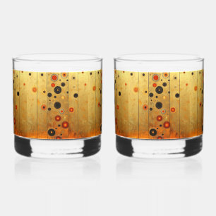 Zwart Goud Rood Modern Geometrisch Patroon Whisky Glas