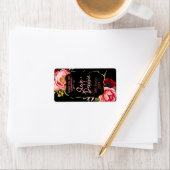 Zwart Goud Roze Bloemen Bruiloft Lip Balm Labels (Insitu)