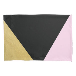 Zwart Goud & Roze Kleurblok Mod Glam Driehoeken Kussensloop