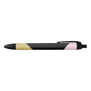 Zwart Goud & Roze Kleurblok Mod Glam Driehoeken Zwarte Inkt Pen