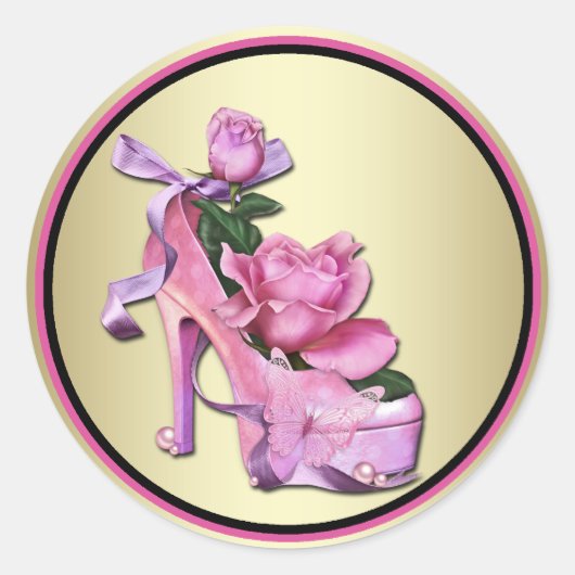 Zwart Goud Roze Rose Stickers (Voorkant)