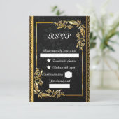 Zwart-goud RSVP Kaartje (Staand voorkant)