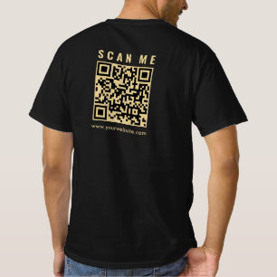 Zwart Goud Scan Me QR Code Mannen Dubbelzijdige Pr T-shirt
