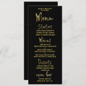 Zwart & Goud Script Kalligrafie Classic Wedding Menu (Voorkant / Achterkant)