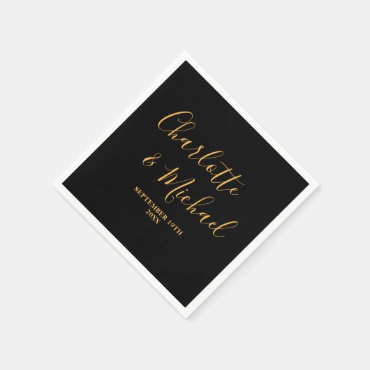 Zwart Goud Script minimalistische bruiloft Servet (Hoek)