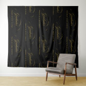 Zwart & Goud Script Stap & Herhaal Afstuderen Wandkleed (In Situ (horizontaal))