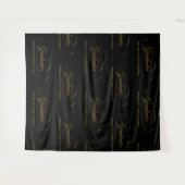 Zwart & Goud Script Stap & Herhaal Afstuderen Wandkleed (Voorkant (horizontaal))