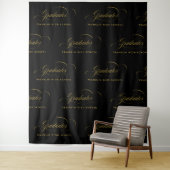 Zwart & Goud Script Stap & Herhaal Afstuderen Wandkleed (In situ)