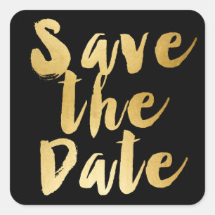 Zwart & Goud Script Type SAVE THE DATE Sticker