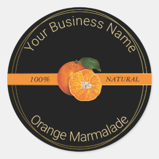 Zwart & Goud Sinaasappel Marmalade Productlabel Ronde Sticker