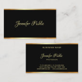 Zwart Goud Sjabloon Professioneel Typografie Scrip Visitekaartje (Voorkant / Achterkant)