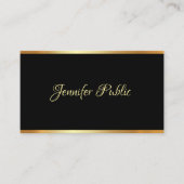 Zwart Goud Sjabloon Professioneel Typografie Scrip Visitekaartje (Voorkant)