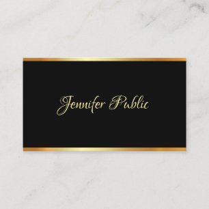 Zwart Goud Sjabloon Professioneel Typografie Scrip Visitekaartje
