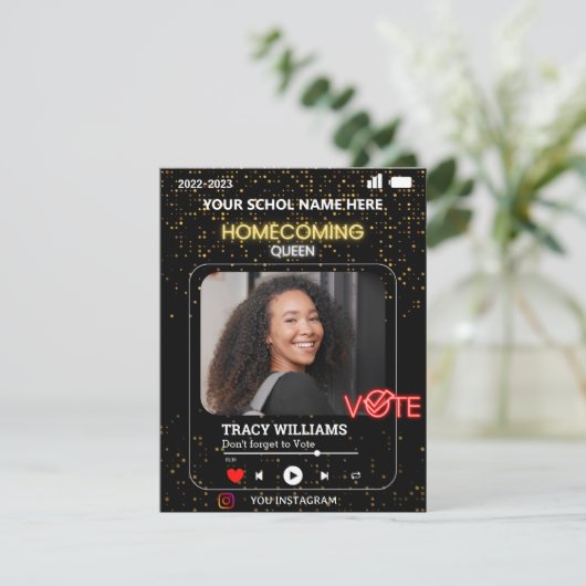 Zwart Goud Stembiljet Thuiscoming Koningin Flyer S Kaart (Staand voorkant)