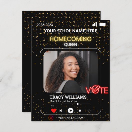 Zwart Goud Stembiljet Thuiscoming Koningin Flyer S Kaart (Voorkant / Achterkant)