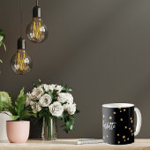 Zwart goud sterren naam elegant koffiemok