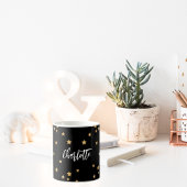 Zwart goud sterren naam elegant koffiemok