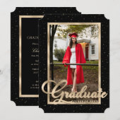 Zwart Goud Sterrenbeeld Afstudeerfeest Kaart (Voorkant / Achterkant)