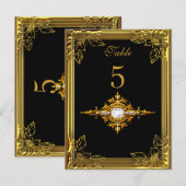 Zwart Goud Tafel Nummer Zitplaats Kaart (Voorkant / Achterkant)