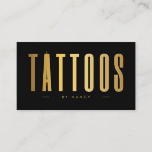 Zwart & Goud Tattoo Artiest Minimalist Visitekaartje