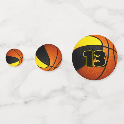 Zwart Goud Team Kleurt Basketbal Party Confetti (Voorkanten)