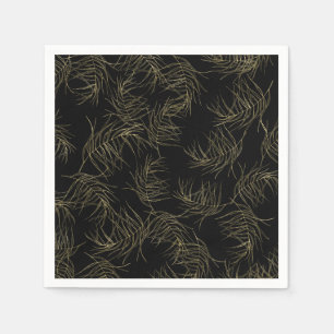 Zwart & Goud Tropisch Glamour Bladeren Chic Bruilo Servet