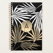 Zwart Goud Tropische Palmbladeren Initiaal Planner (Voorkant)