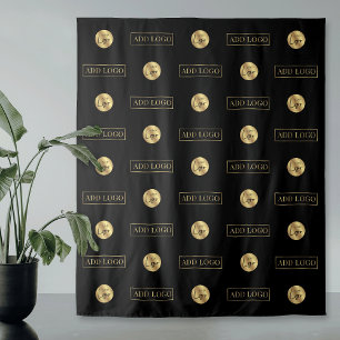 Zwart & Goud Twee Logo's Step & Repeat Evenement Wandkleed