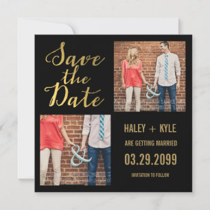 Zwart & Goud Typografie Save the Date Fotokaarten Kaart