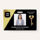 Zwart & Goud Vastgoed Realtor Naam Badge (Voorkant)