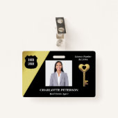 Zwart & Goud Vastgoed Realtor Naam Badge (Voorkant met clip)