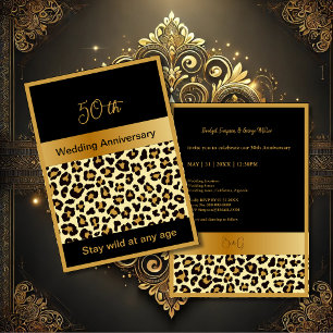zwart goud verblijf wild 50e jubileum Flat Kaart