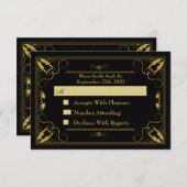  zwart goud verguld leeftijd bruiloft RSVP (Voorkant / Achterkant)