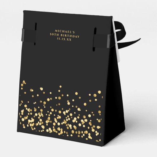 Zwart & Goud Verjaardagsfeestje Dank u Bedankdoosjes (Achterkant)
