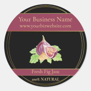 Zwart & Goud Verse Fig Jam Productlabel Ronde Sticker