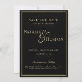 Zwart Goud Victoriaans Gepersonaliseerde Bruiloft Save The Date (Voorkant)