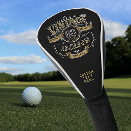 Zwart & Goud Vintage Gerijpt Tot Perfectie Verjaar Golfheadcover