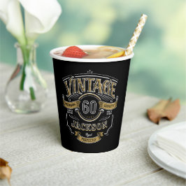 Zwart & Goud Vintage Gerijpt Tot Perfectie Verjaar Papieren Bekers