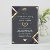 Zwart & Goud virtueel afstudeerfeestcertificaat Kaart (Staand voorkant)