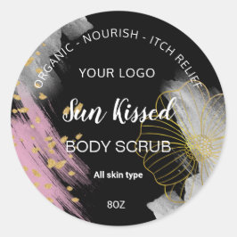 Zwart goud waterter kleur bloem cirkel label