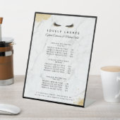 Zwart & Goud Wimper Marmer Luxe Service Lijst Reclamebord Met Voetstuk (Insitu)