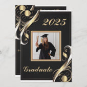 Zwart Goud Wit Afstuderen 2025 Kaart (Voorkant / Achterkant)