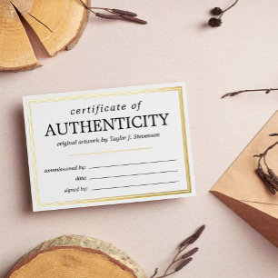 Zwart Goud Wit Certificaat van Echtheid Folie Uitnodiging