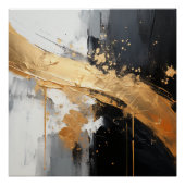 Zwart, goud, wit en grijs olieachtig abstract perfect poster (Voorkant)