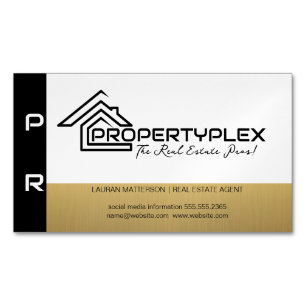 Zwart Goud Wit Huis Logo Magnetisch Visitekaartje