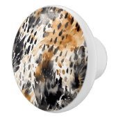zwart goud wit luipaard dier keramische knop (Rechts)