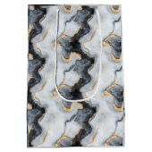 Zwart, goud & wit marmerprint ontwerp cadeautas (Achterkant)