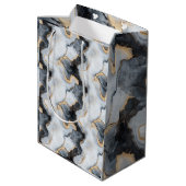 Zwart, goud & wit marmerprint ontwerp cadeautas (Achterkant Gekanteld)