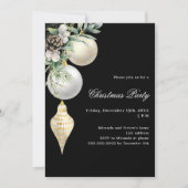 Zwart goud witte kerstballen QR code kerstfeest Kaart (Voorkant)