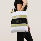 Zwart Goud Witte Monogram Streep Draagtas (Dichtbij)